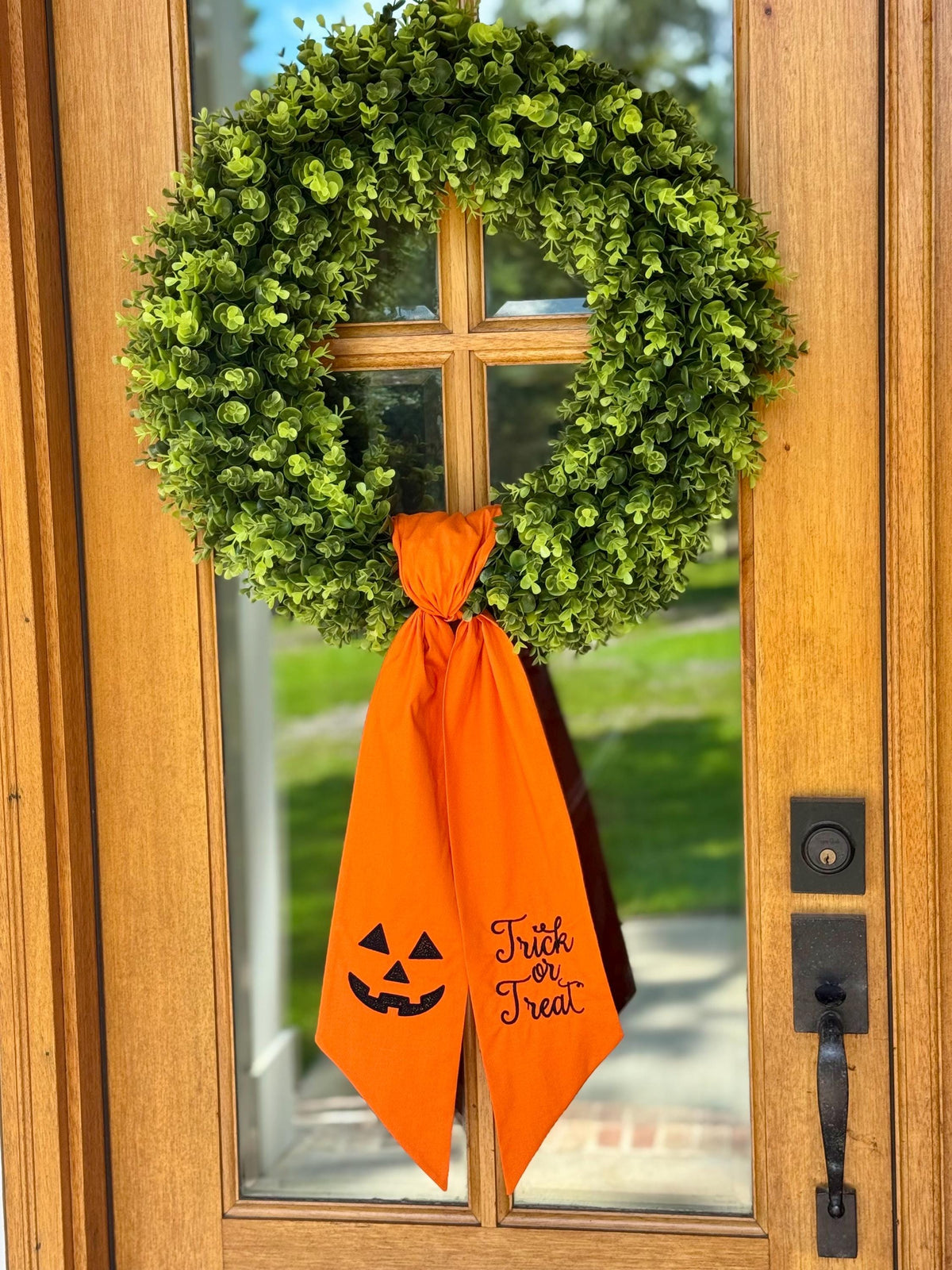 Halloween Jack-O'-Lantern Wreath Sash | Orange