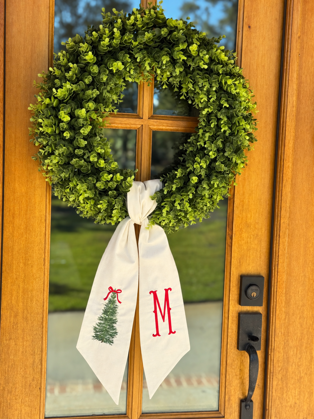 Classic Pine Christmas Tree Wreath Sash | Ivory