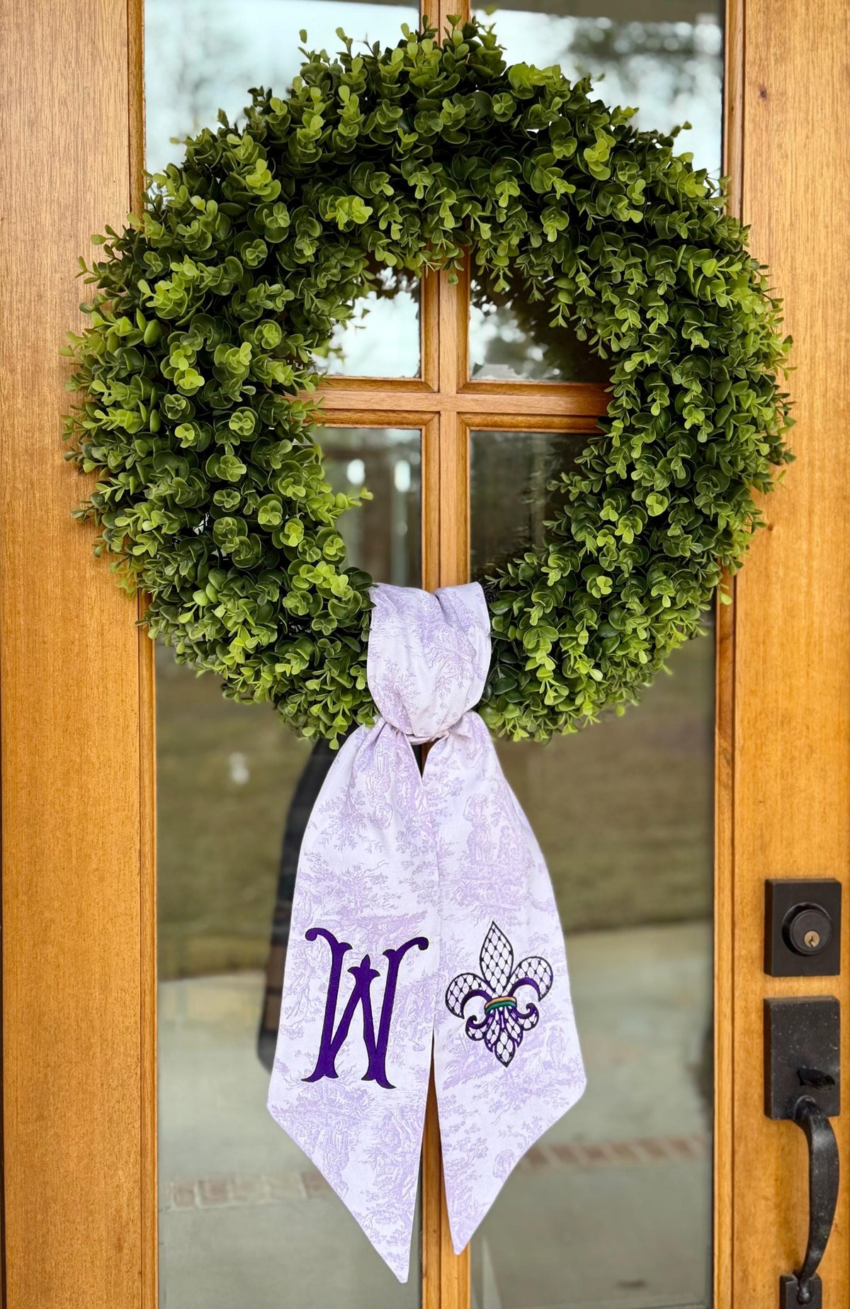 Mardi Gras Fleur-de-Lis Wreath Sash | Lavender Toile