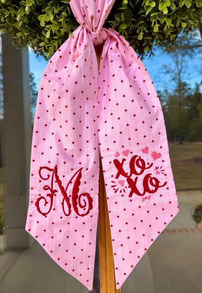 XOXO Monogram Wreath Sash | Heart Strings