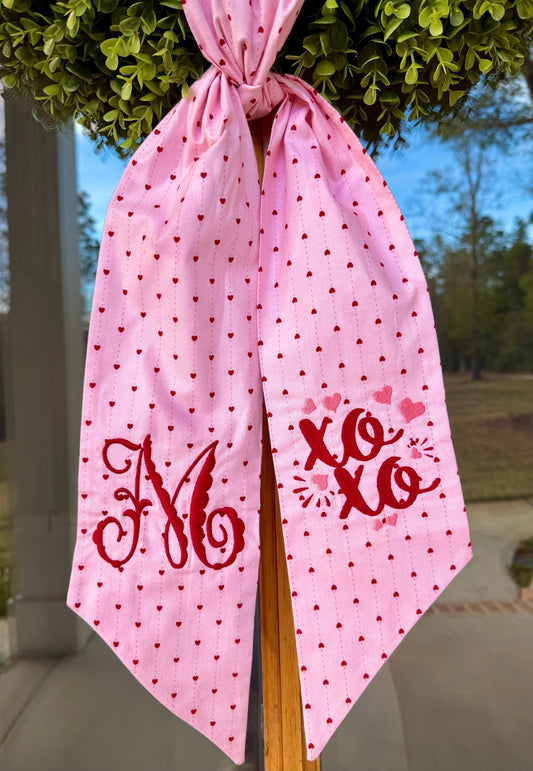 XOXO Monogram Wreath Sash | Heart Strings