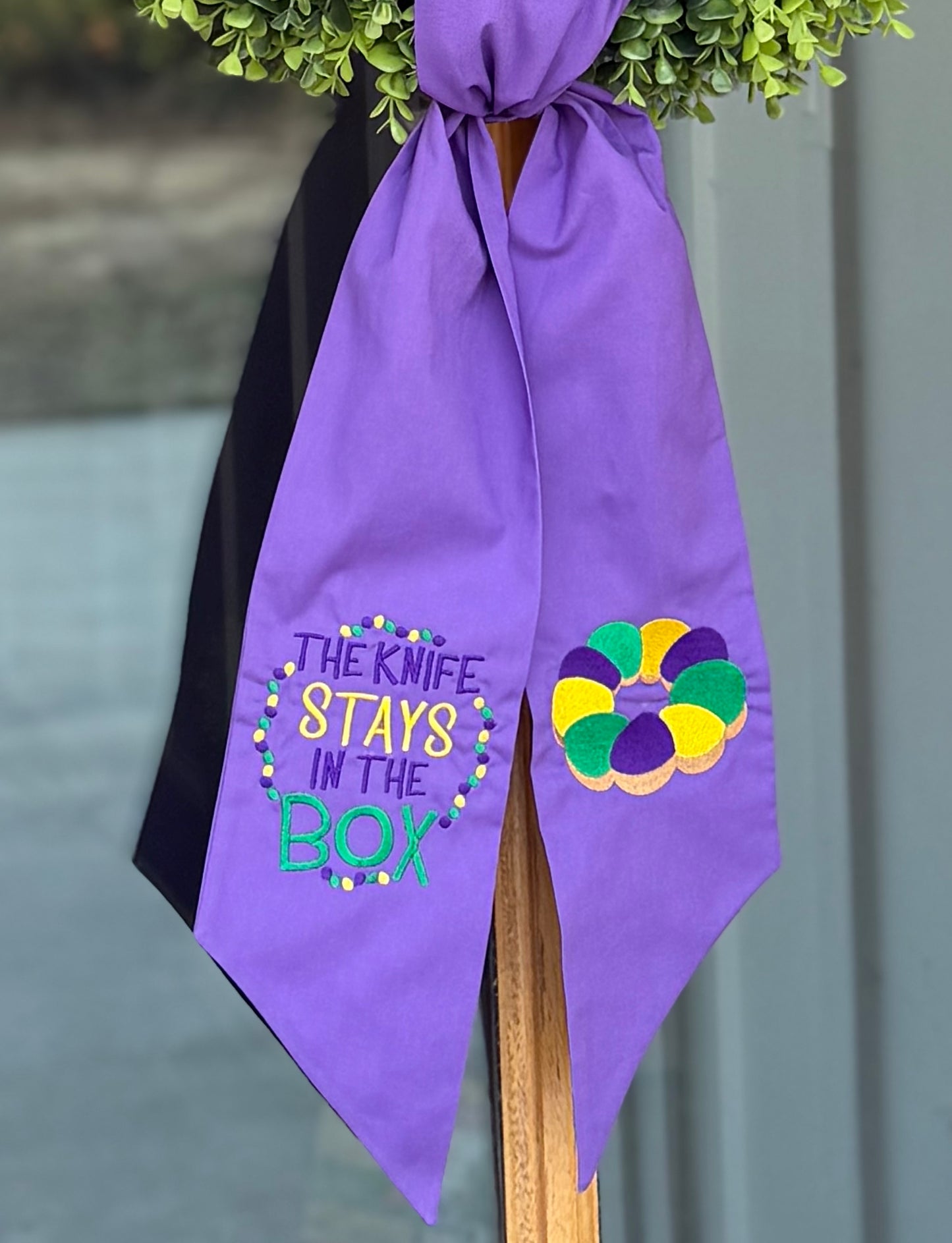 Mardi Gras King Cake Wreath Sash | Purple