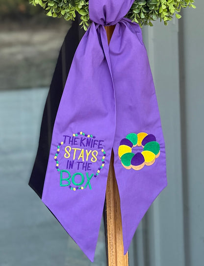 Mardi Gras King Cake Wreath Sash | Purple