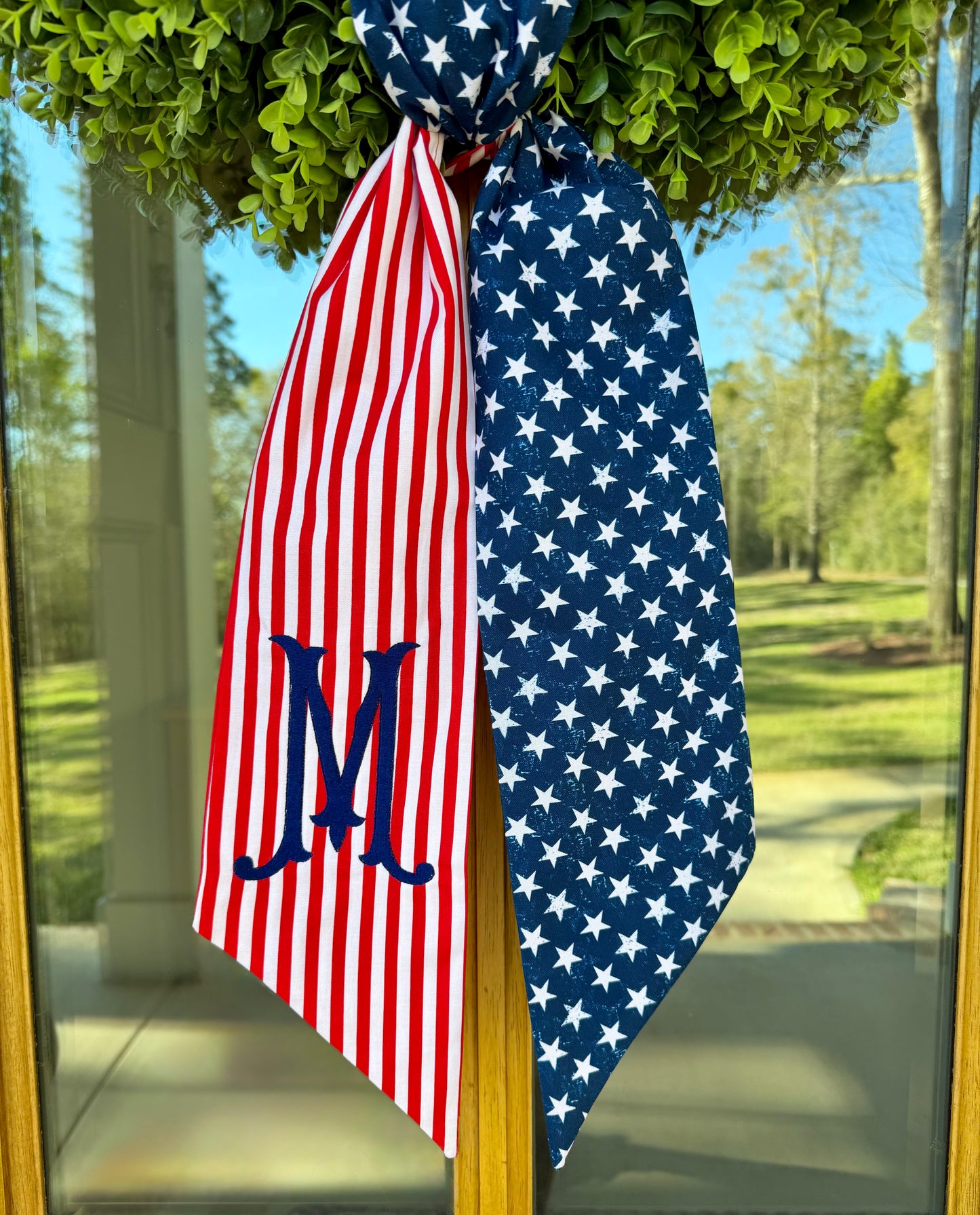 Patriotic Initial Wreath Sash | Stars & Stripes