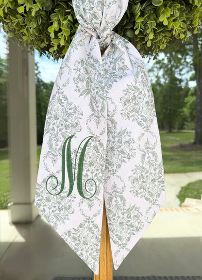 Classic Initial Wreath Sash | Sage Green Floral