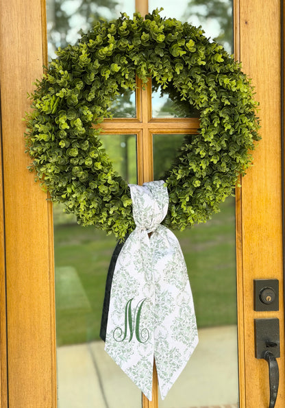 Classic Initial Wreath Sash | Sage Green Floral