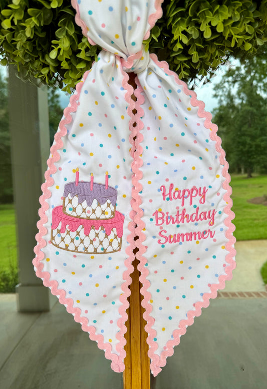 Custom Girl Birthday Sash | Confetti Dot w/ Light Pink Rick Rack