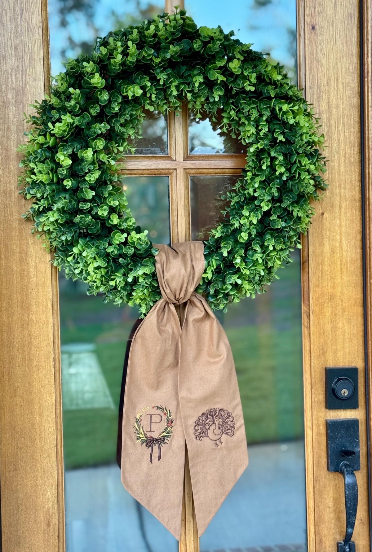 Thanksgiving Turkey Wreath Sash | Natural Tan